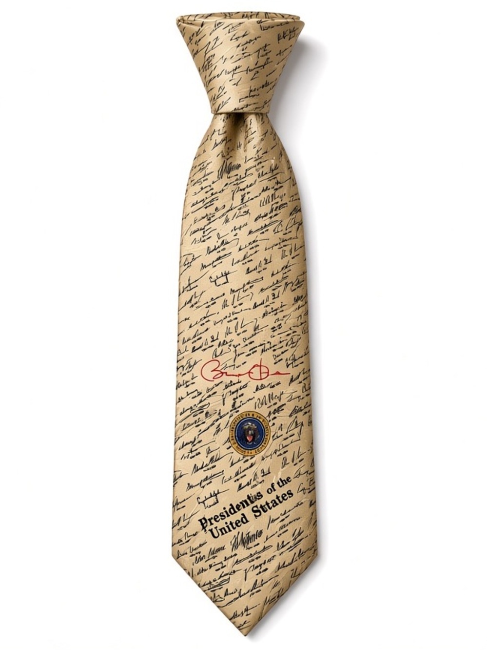Handmade 100% Silk Presidential Signatures Tie, Patriotic - (Museum Artifacts)